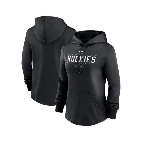 Women's Black Colorado Rockies Authentic Collection Pregame Performance Pullover Hoodie