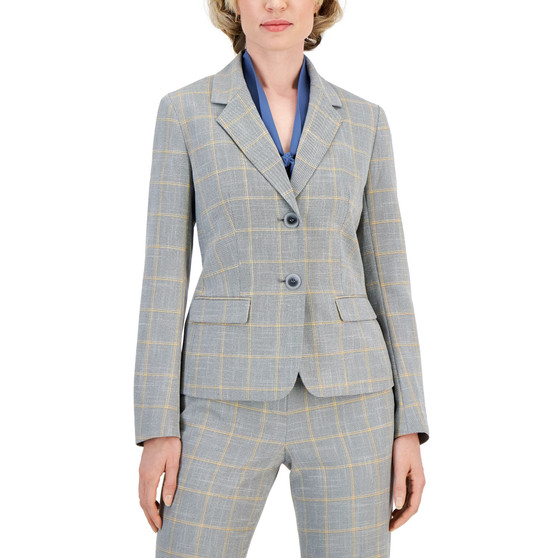 Women's Plaid Two-Button Blazer