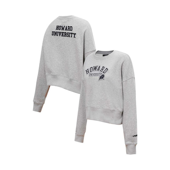 Women's Heather Gray Howard Bison Classic 3-Hit Pullover Sweatshirt
