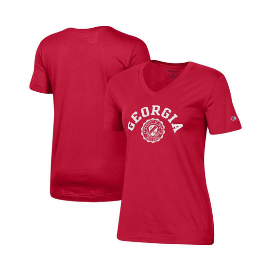 Women's Red Georgia Bulldogs University College Seal V-Neck T-shirt