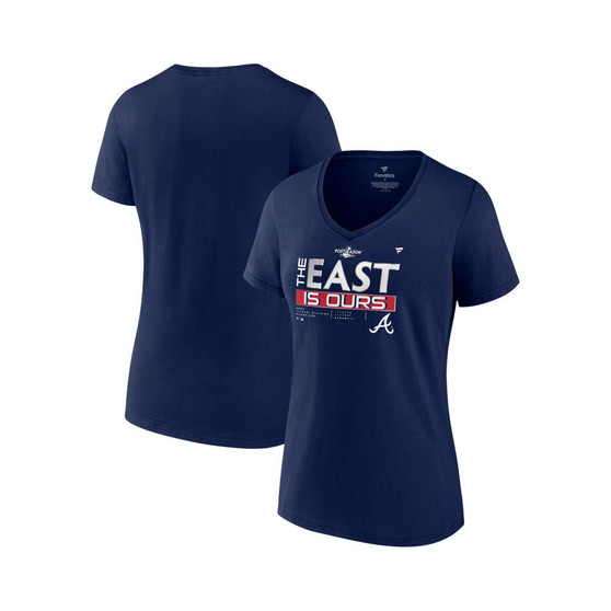 Women's Branded Navy Atlanta Braves 2022 NL East Division Champions Locker Room V-Neck T-shirt