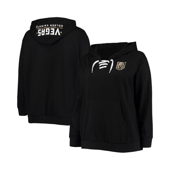 Women's Black Vegas Golden Knights Plus Size Lace-Up Pullover Hoodie