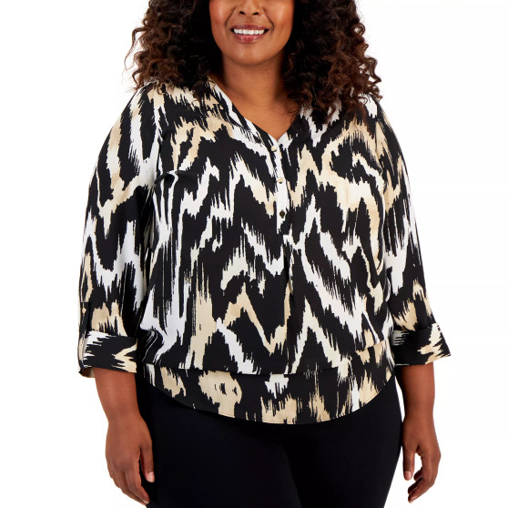 Plus Size Printed Utility Top, Created for Macy's