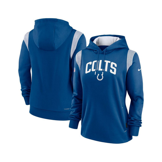 Women's Royal Indianapolis Colts Sideline Stack Performance Pullover Hoodie
