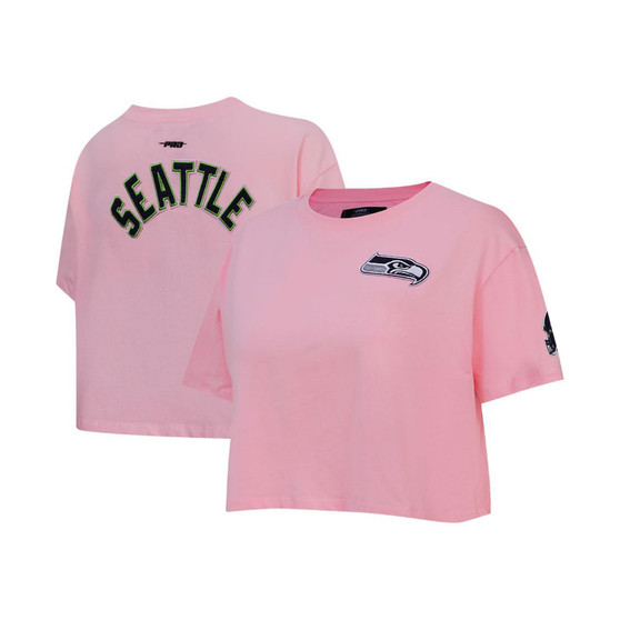 Women's Pink Seattle Seahawks Cropped Boxy T-shirt