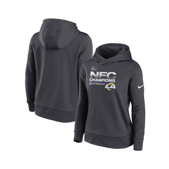 Women's Anthracite Los Angeles Rams 2021 NFC Champions Locker Room Trophy Collection Pullover Hoodie