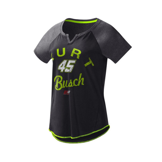 Women's Black Kurt Busch Grand Slam Tri-Blend Notch V-Neck T-shirt