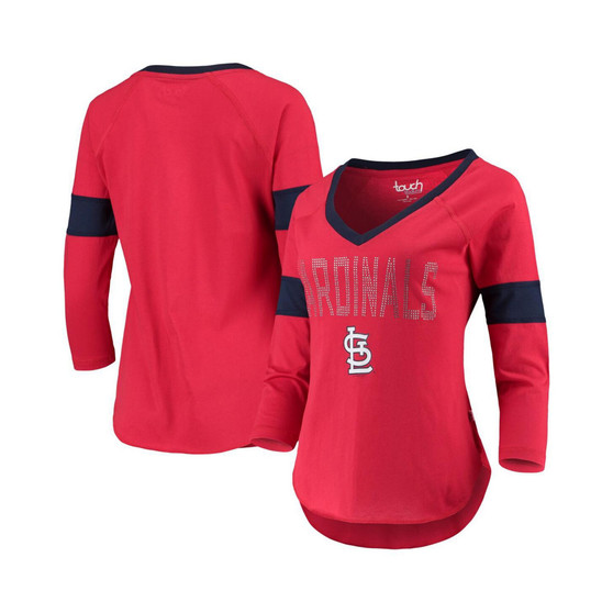 Women's by Alyssa Milano Red St. Louis Cardinals Ultimate Fan 3/4-Sleeve Raglan V-Neck T-shirt