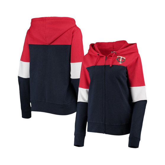 Women's Navy Minnesota Twins Colorblock French Terry Full-Zip Hoodie