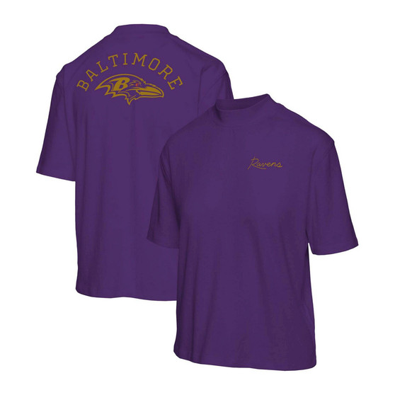 Women's  Purple Baltimore Ravens Half-Sleeve Mock Neck T-shirt