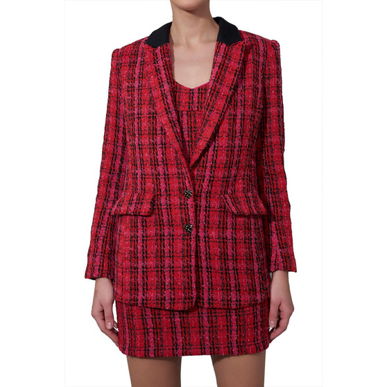 Women's Accent Button Boucle Blazer