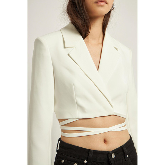 Women's Cropped Blazer with Tie Detail