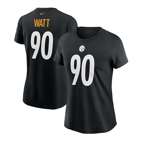 Women's T.J. Watt Black Pittsburgh Steelers Name Number T-shirt