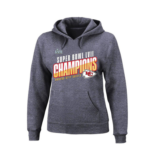 Women's Branded Heather Charcoal Kansas City Chiefs Super Bowl LVII Champions Plus Size Victory Formation Pullover Hoodie