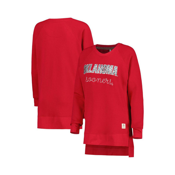 Women's Crimson Oklahoma Sooners Steamboat Animal Print Raglan Pullover Sweatshirt