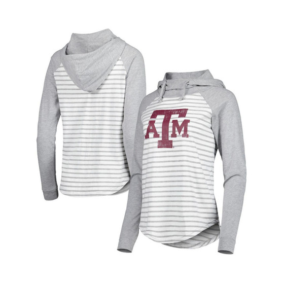 Women's Heathered Gray, White Texas A&M Aggies Gloria Raglan Long Sleeve Hoodie T-shirt