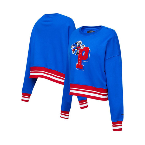 Women's Royal Philadelphia 76ers Mash Up Pullover Sweatshirt