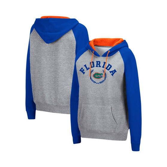 Women's Heathered Gray Florida Gators Contrast Raglan Pullover Hoodie