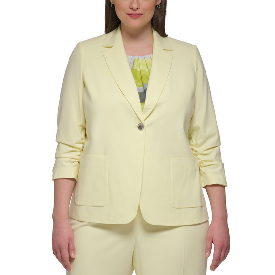 Plus Size Lux 3/4-Sleeve One-Button Blazer