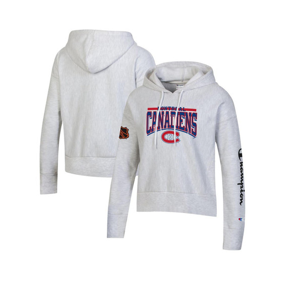 Women's Heathered Gray Montreal Canadiens Reverse Weave Pullover Hoodie