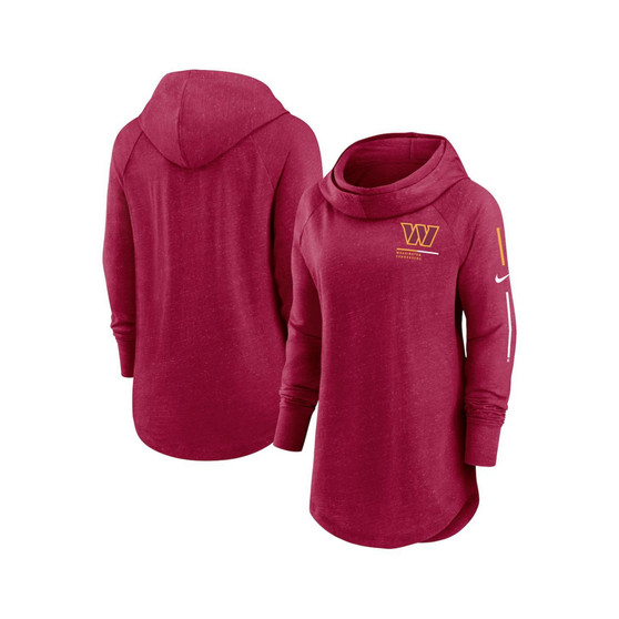Women's Burgundy Washington Commanders Minimal Statement Raglan Funnel Neck Pullover Hoodie