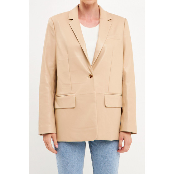 Women's Faux Leather Blazer