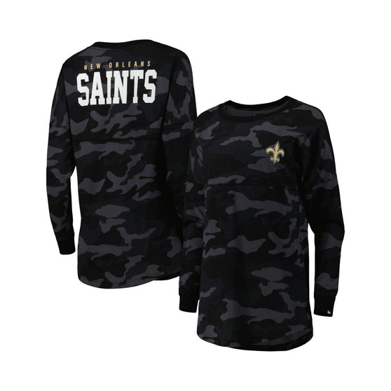 Women's Black New Orleans Saints Camo Long Sleeve T-shirt