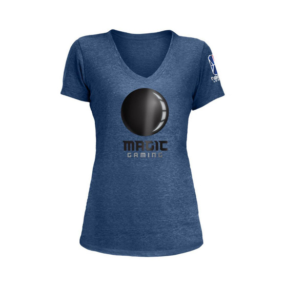Women's Heather Royal Magic Gaming NBA 2K League Logo Wordmark Tri-Blend V-Neck T-shirt