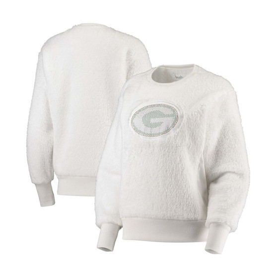 Women's White Green Bay Packers Milestone Tracker Pullover Sweatshirt