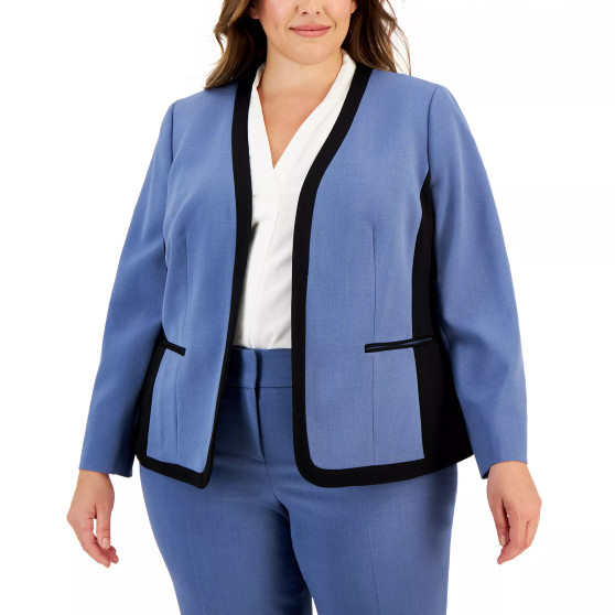 Plus Size Stretch Crepe Framed Open-Front Jacket