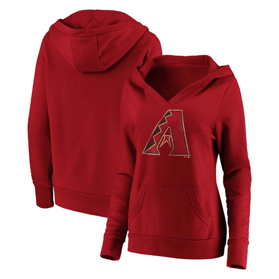 Plus Size Red Arizona Diamondbacks Core Team Crossover V-Neck Pullover Hoodie