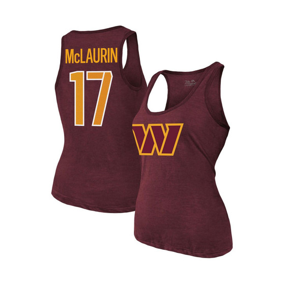 Women's Threads Terry McLaurin Burgundy Washington Commanders Player Name & Number Tri-Blend Tank Top