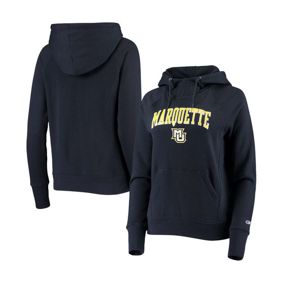 Women's Navy Marquette Golden Eagles Arch Team Logo Pullover Hoodie