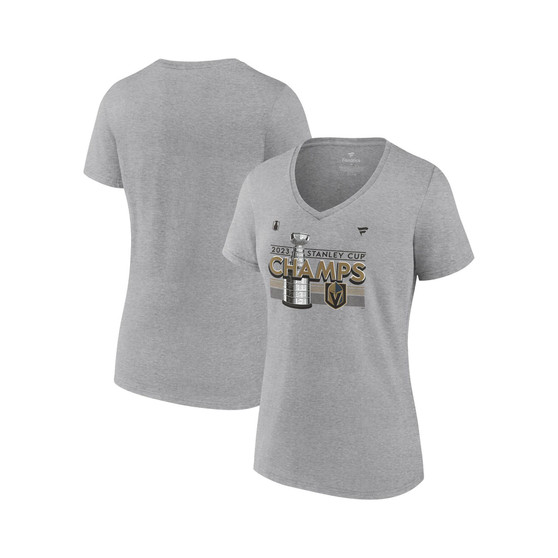 Women's Branded Heather Gray Vegas Golden Knights 2023 Stanley Cup Champions Locker Room V-Neck T-shirt