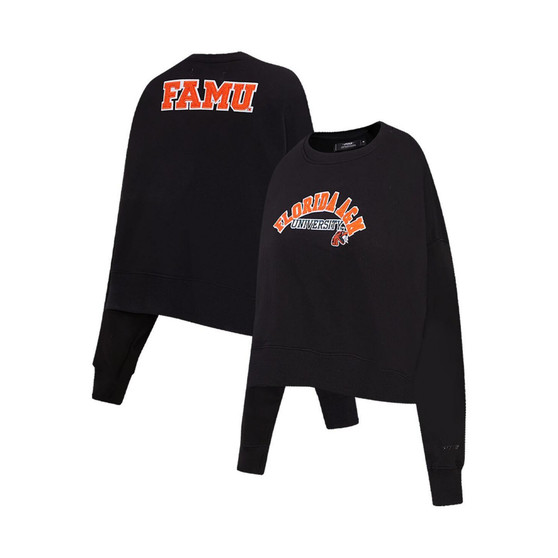 Women's Black Florida A&M Rattlers Classic 3-Hit Pullover Sweatshirt