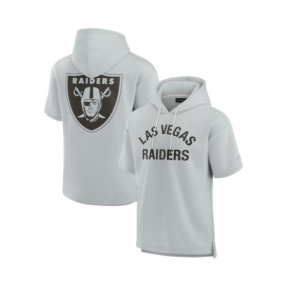 Men's and Women's Gray Las Vegas Raiders Super Soft Fleece Short Sleeve Hoodie