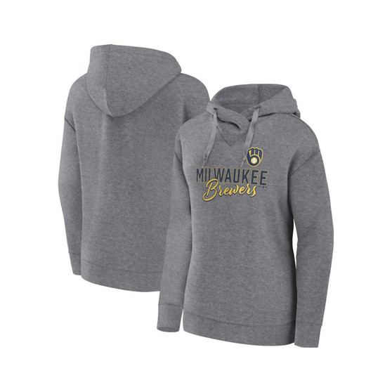 Women's Heather Gray Milwaukee Brewers Plus Size Pullover Hoodie