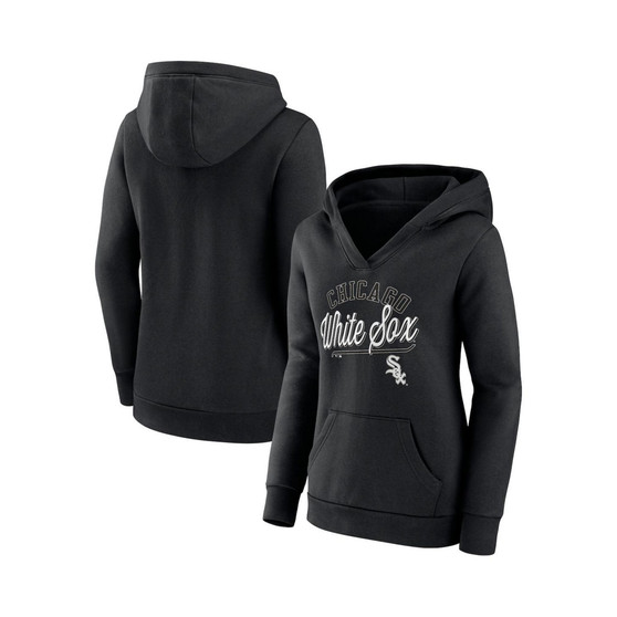 Women's Branded Black Chicago White Sox Simplicity Crossover V-Neck Pullover Hoodie