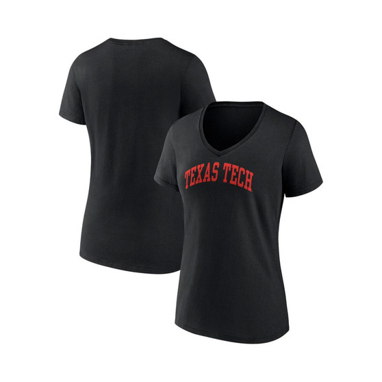 Women's Branded Black Texas Tech Red Raiders Basic Arch V-Neck T-shirt