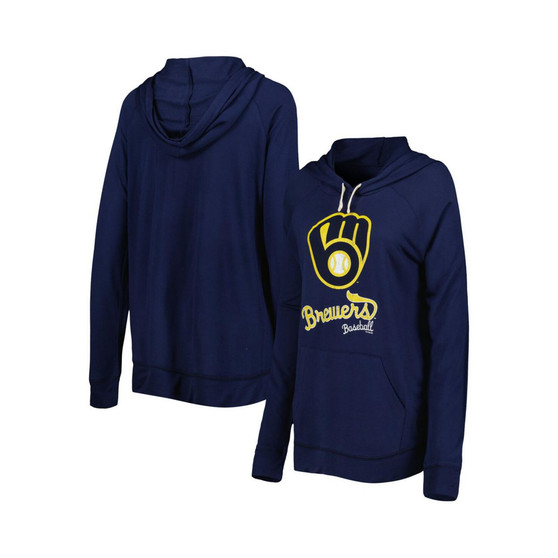 Women's Navy Milwaukee Brewers Pre-Game Raglan Pullover Hoodie