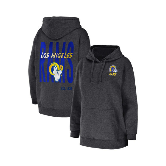 Women's Heather Charcoal Los Angeles Rams Fleece Pullover Hoodie