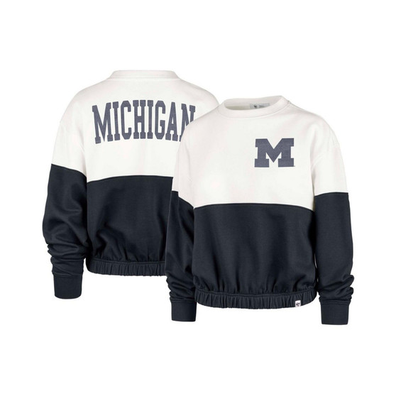 Women's White, Black Michigan Wolverines Take Two Bonita Pullover Sweatshirt