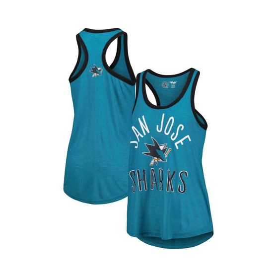 Women's Teal San Jose Sharks First Base Racerback Scoop Neck Tank Top