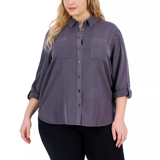 Trendy Plus Size Utility Shirt