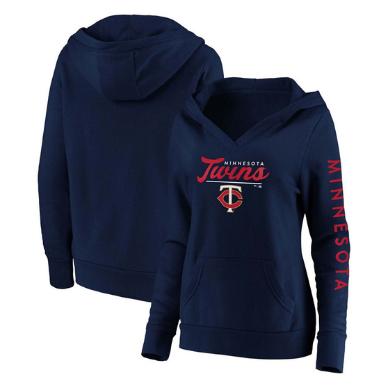 Plus Size Navy Minnesota Twins Core High Class Crossover Pullover Hoodie