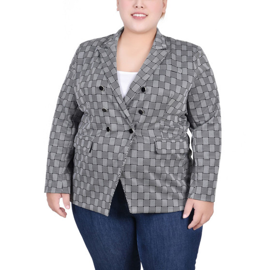Plus Size Long Sleeve Double Breasted Blazer