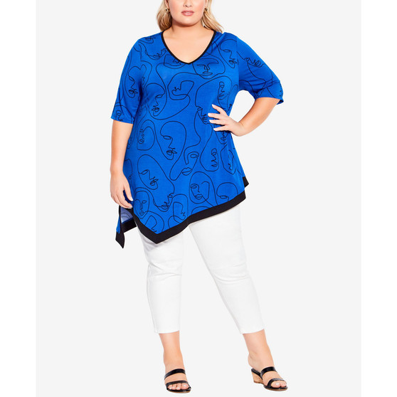 Plus Size Visage Asymmetrical Tunic Top