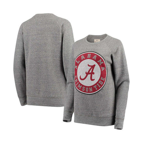 Women's Heathered Gray Alabama Crimson Tide Big Team Logo Knobi Fleece Tri-Blend Crew Neck Sweatshirt