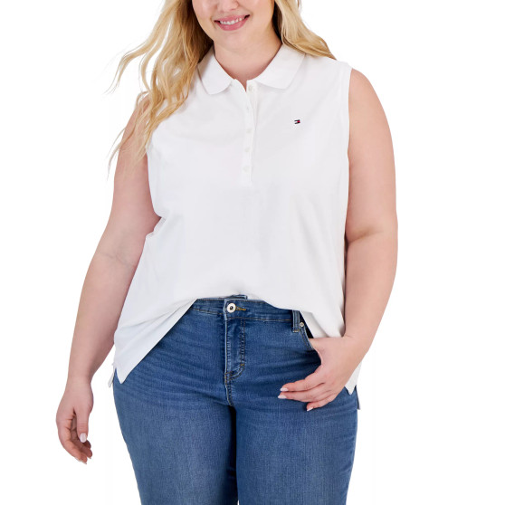Plus Size Sleeveless Polo Shirt