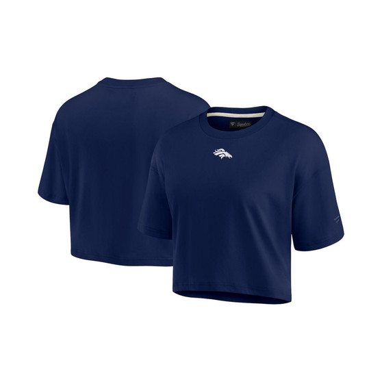 Women's Navy Denver Broncos Super Soft Short Sleeve Cropped T-shirt